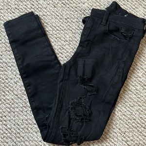 Black Ripped American Eagle Hi-Rise Jeggings (super stretch)- size 2
